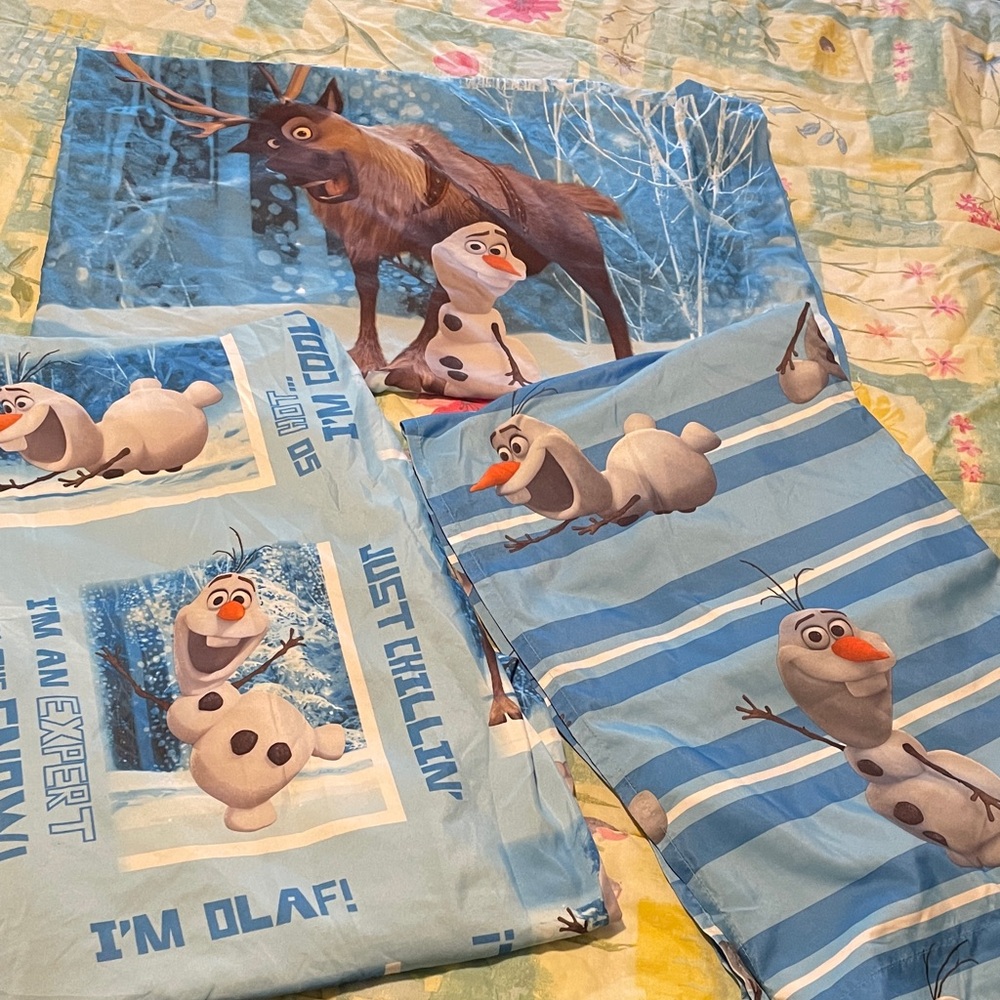 Disney Frozen Olaf and Sven twin sheet set - Light Blue